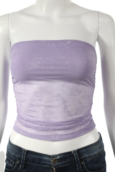 I. Am. Gia. Women Cropped Floral Sleeveless Top Purple Cotton Silk Size XS