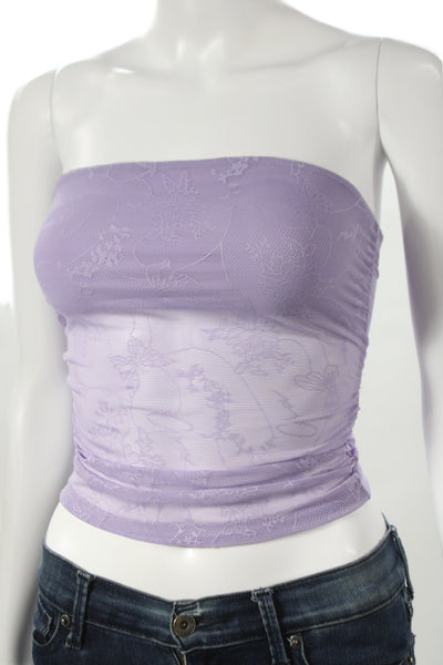 I. Am. Gia. Women Cropped Floral Sleeveless Top Purple Cotton Silk Size XS