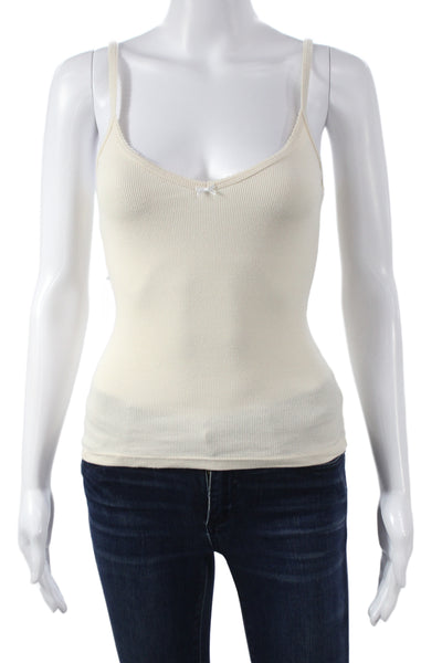 Sunday Best Womens Basic Camisole Beige V Neck Cotton Sleeveless Size XS