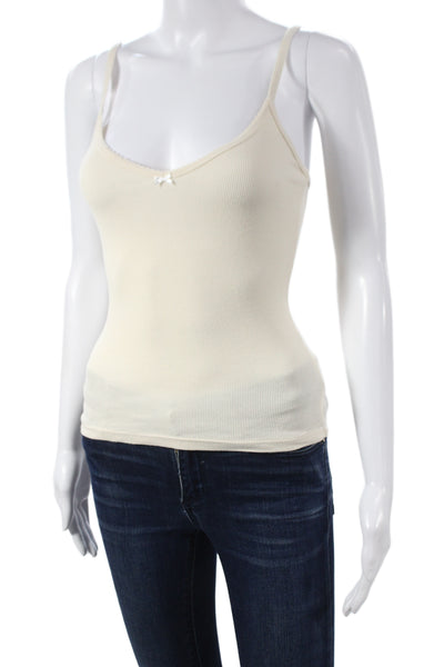 Sunday Best Womens Basic Camisole Beige V Neck Cotton Sleeveless Size XS