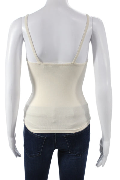 Sunday Best Womens Basic Camisole Beige V Neck Cotton Sleeveless Size XS