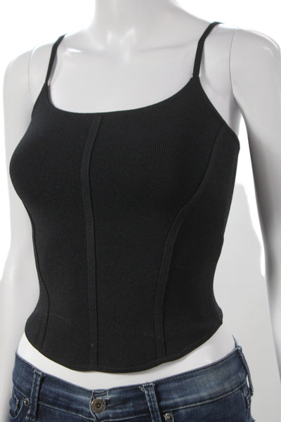 Babaton Women Black Cropped Camisole Square Neck Sleeveless Pima Modal Size XS