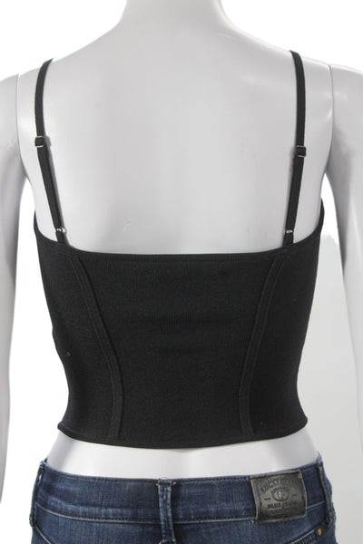 Babaton Women Black Cropped Camisole Square Neck Sleeveless Pima Modal Size XS