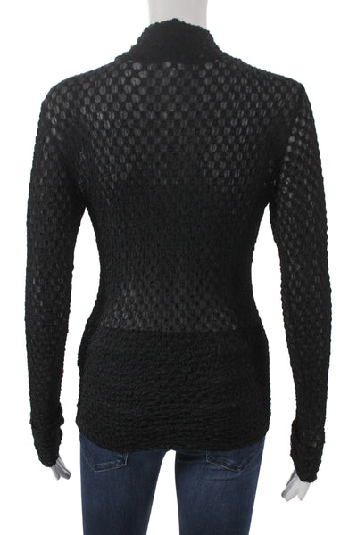 Frame Womens Black Mock Neck Long Sleeve Top Cotton Stretch Designer Size M