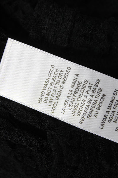 Frame Womens Black Mock Neck Long Sleeve Top Cotton Stretch Designer Size M