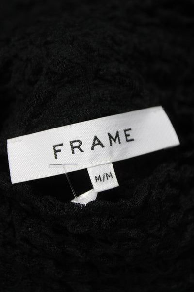 Frame Womens Black Mock Neck Long Sleeve Top Cotton Stretch Designer Size M