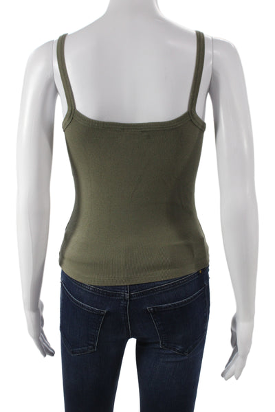 TNA Womens Basic Camisole Army Green Square Neck Cotton Blend Size S