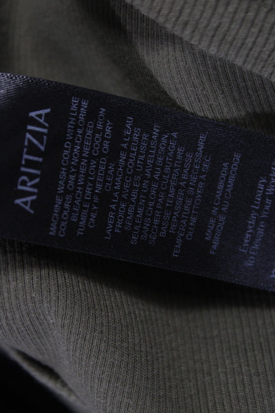 TNA Womens Basic Camisole Army Green Square Neck Cotton Blend Size S