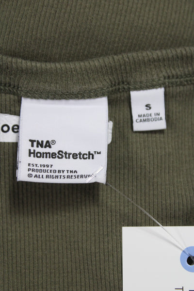 TNA Womens Basic Camisole Army Green Square Neck Cotton Blend Size S