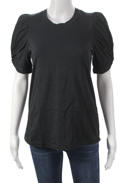 ALC Womens Black Cotton Jersey Basic Crew Neck Short Sleeve T-Shirt Size S