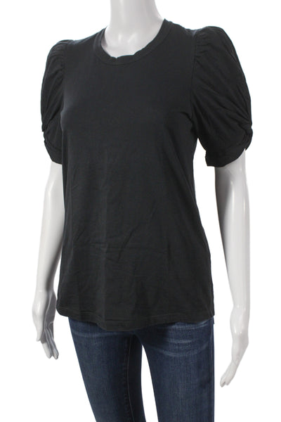 ALC Womens Black Cotton Jersey Basic Crew Neck Short Sleeve T-Shirt Size S