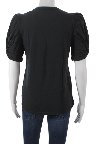 ALC Womens Black Cotton Jersey Basic Crew Neck Short Sleeve T-Shirt Size S