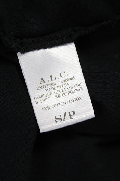 ALC Womens Black Cotton Jersey Basic Crew Neck Short Sleeve T-Shirt Size S