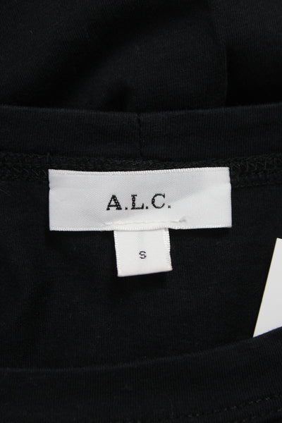 ALC Womens Black Cotton Jersey Basic Crew Neck Short Sleeve T-Shirt Size S