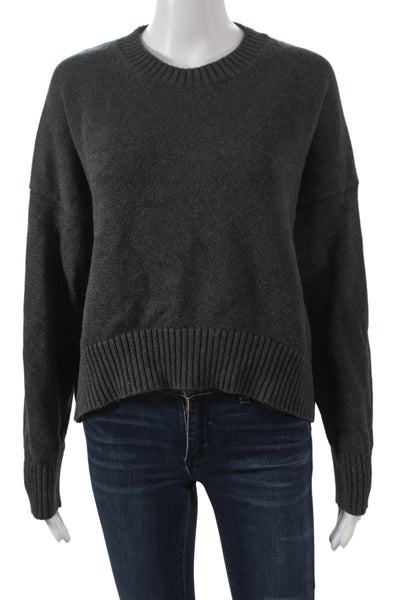 Quince Unisex Pullover Dark Gray Crew Neck Organic Cotton Long Sleeve Size S