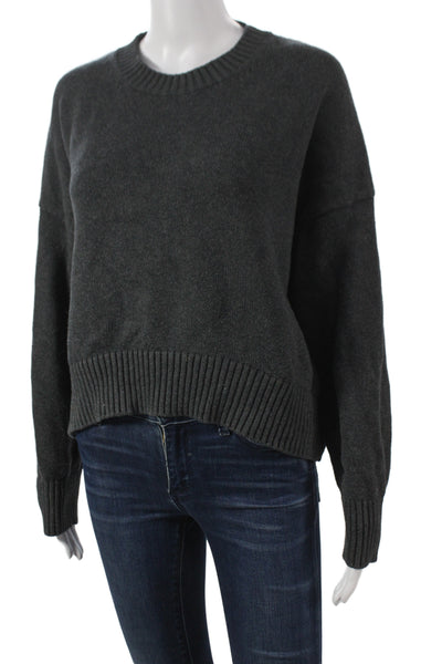 Quince Unisex Pullover Dark Gray Crew Neck Organic Cotton Long Sleeve Size S