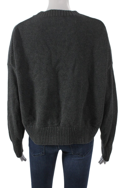 Quince Unisex Pullover Dark Gray Crew Neck Organic Cotton Long Sleeve Size S