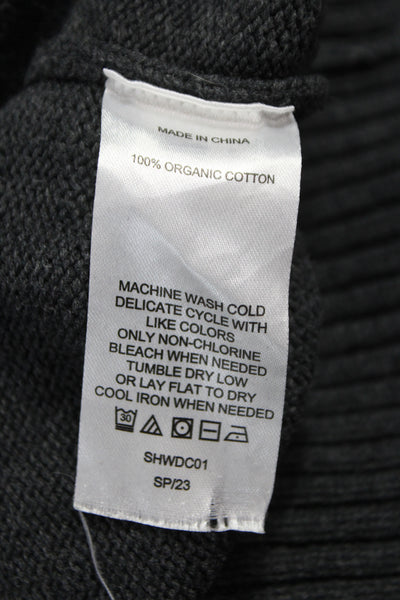 Quince Unisex Pullover Dark Gray Crew Neck Organic Cotton Long Sleeve Size S