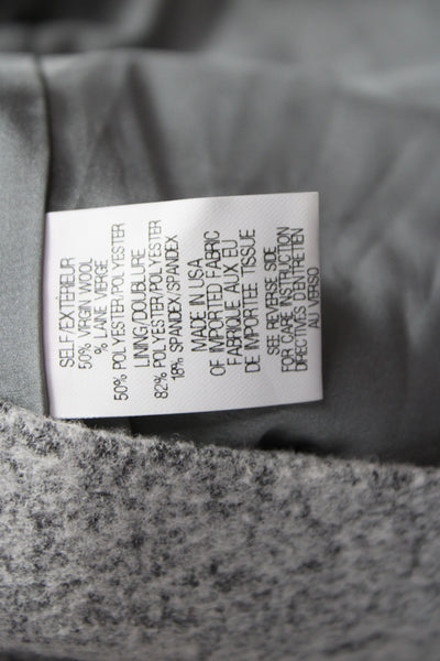 Theory Women Basic Crew Neck Short Sleeve Gray Wool Blend Zip Top Size M