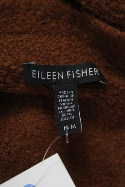 Eileen Fisher Unisex Brown Cardigan Sweater Organic Cotton Size M