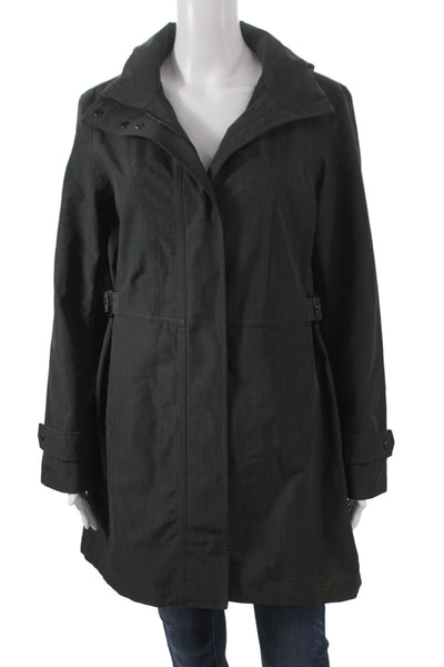 Kirkland Signature Women Trench Coat Black Buckle Longsleeve Polyester Size S