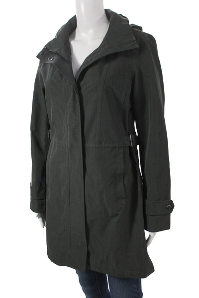 Kirkland Signature Women Trench Coat Black Buckle Longsleeve Polyester Size S
