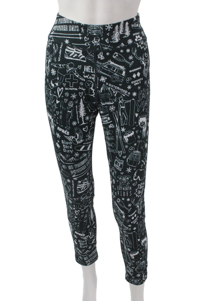 Krimson Klover Women Ankle Ski Graphic Leggings Black Size M