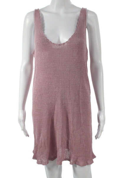 FP Beach Womens Pink Linen Solid Dress Size M