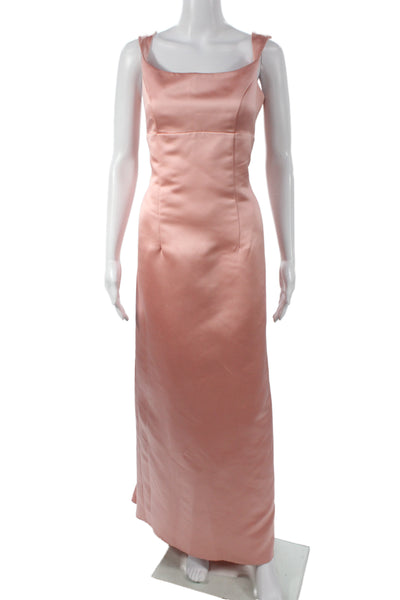 Watters & Watters Women Sheath Dress Pink Square Neck Sleeveless Long Size 8