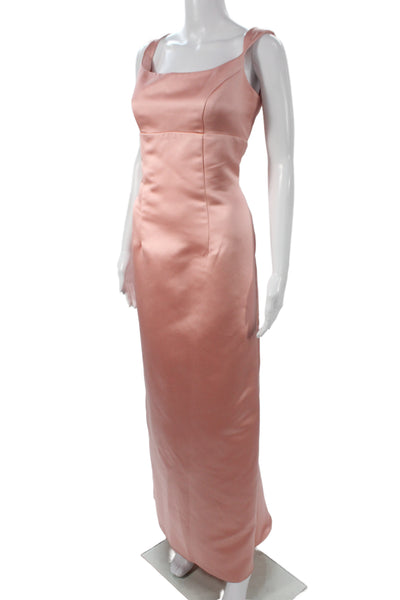 Watters & Watters Women Sheath Dress Pink Square Neck Sleeveless Long Size 8