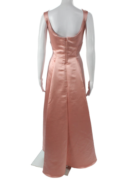 Watters & Watters Women Sheath Dress Pink Square Neck Sleeveless Long Size 8