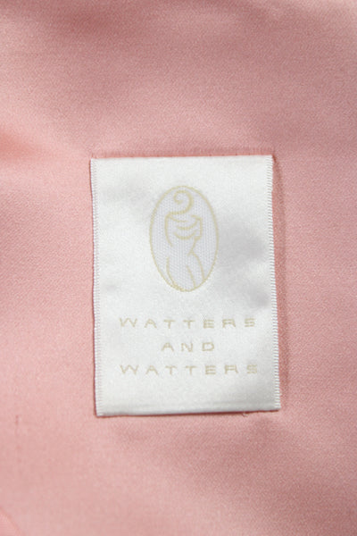 Watters & Watters Women Sheath Dress Pink Square Neck Sleeveless Long Size 8