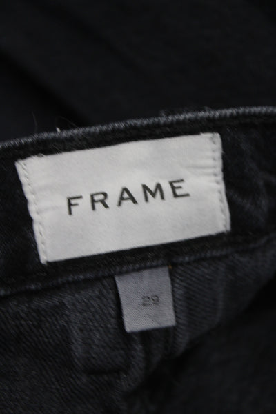 Frame Unisex Straight Tapered Jeans Dark Gray High Rise Button Size 29