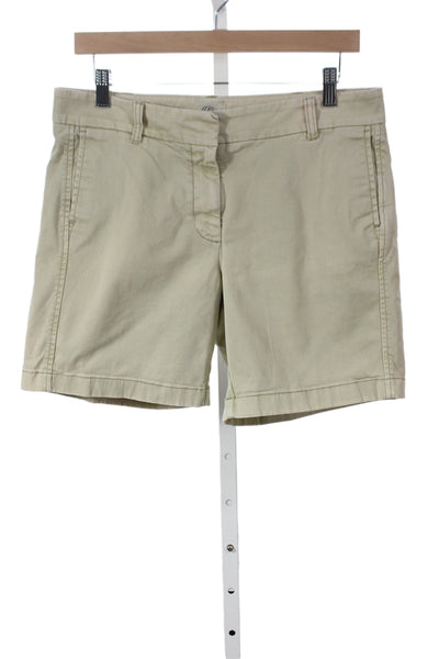 J Crew Unisex Beige Chino Shorts Hook Eye Closure Cotton Elastane Size 8