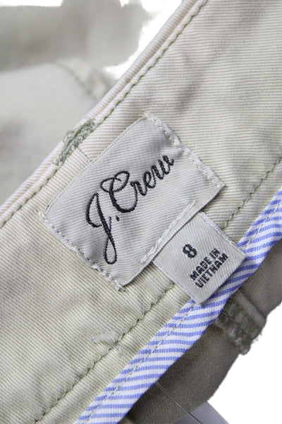 J Crew Unisex Beige Chino Shorts Hook Eye Closure Cotton Elastane Size 8