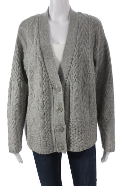 The Cashmere Project Unisex Cardigan Gray Wool V-Neck Button Long Sleeve Size M