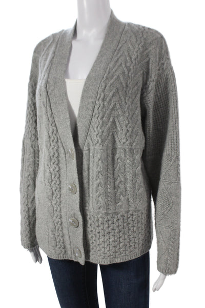 The Cashmere Project Unisex Cardigan Gray Wool V-Neck Button Long Sleeve Size M