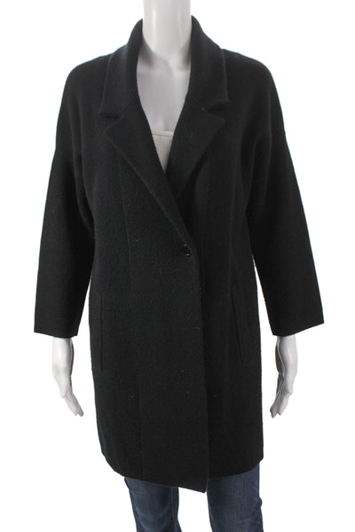 The Cashmere Project Women Black Overcoat 3/4 Sleeve Collared Button Size S