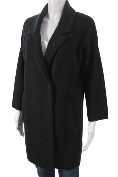 The Cashmere Project Women Black Overcoat 3/4 Sleeve Collared Button Size S