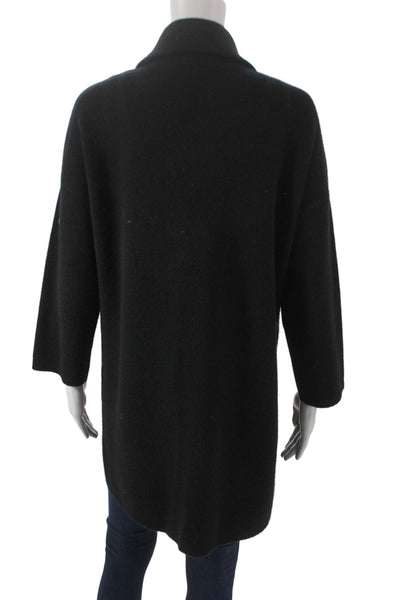 The Cashmere Project Women Black Overcoat 3/4 Sleeve Collared Button Size S