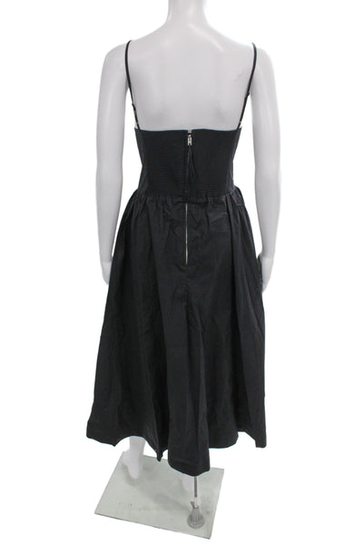 Wilfred Women Slip Dress Black Cotton V Neck Midi Sleeveless Zip Size 14