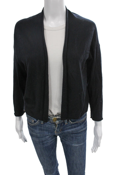 Autumn Cashmere Unisex Black 100% Cashmere Cardigan Long Sleeve Size L