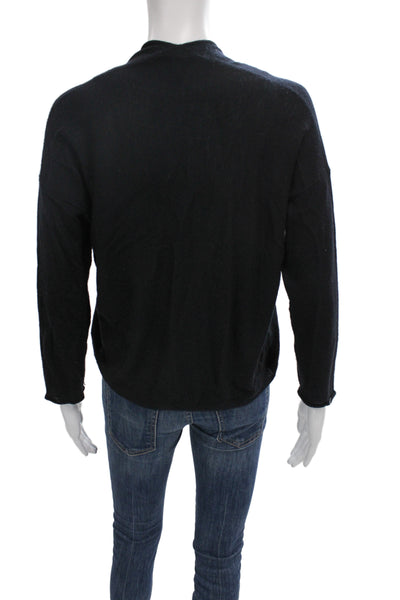 Autumn Cashmere Unisex Black 100% Cashmere Cardigan Long Sleeve Size L