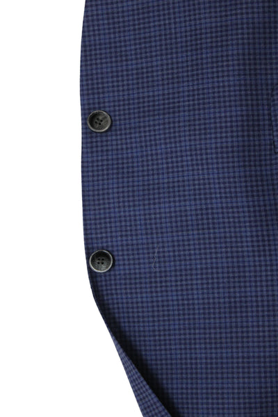 Jack Victor Mens Classic Blue Check Wool Suit Jacket Button Collared Size 46