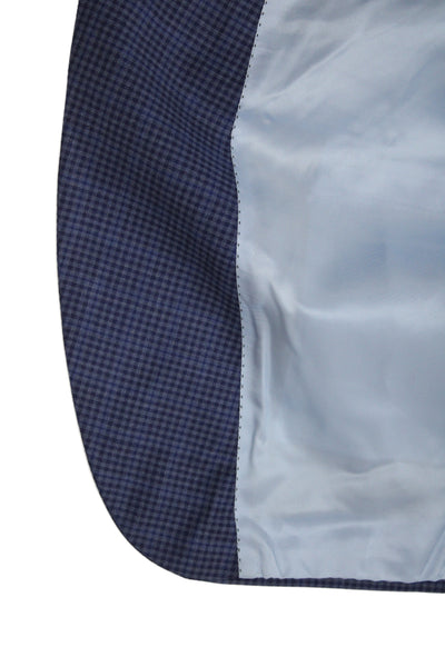 Jack Victor Mens Classic Blue Check Wool Suit Jacket Button Collared Size 46