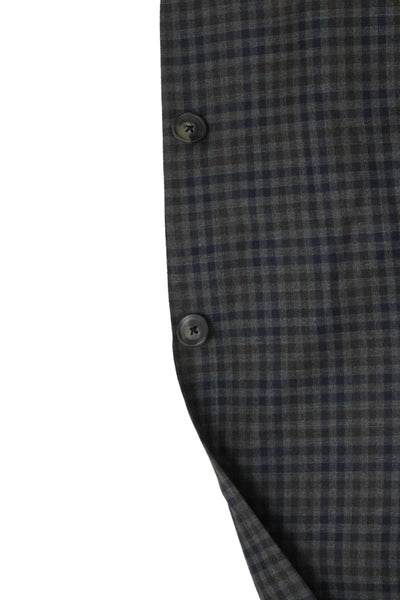 Jack Victor Mens Dark Blue Check 100% Wool Sport Coat Button Closure Size 44