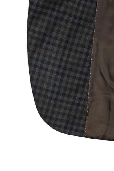 Jack Victor Mens Dark Blue Check 100% Wool Sport Coat Button Closure Size 44