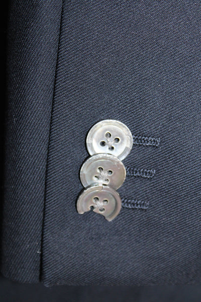 Corneliani Mens Classic Virgin Wool Blazer Dark Blue Button Collared Size 54