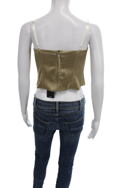 Ten Women Cropped Camisole Tan Sleeveless Zip Top Size 8