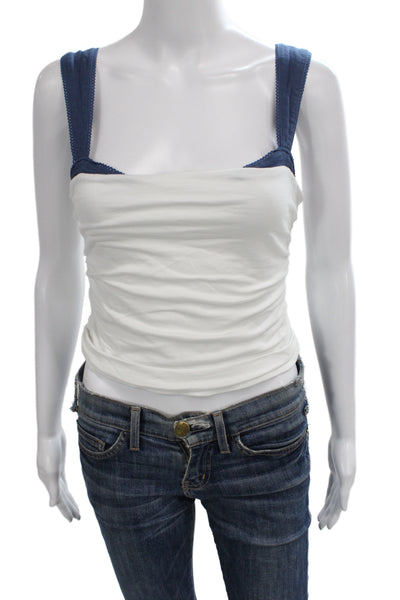 Free People Womens White Square Neck Camisole Boho Cotton Stretch Size XS